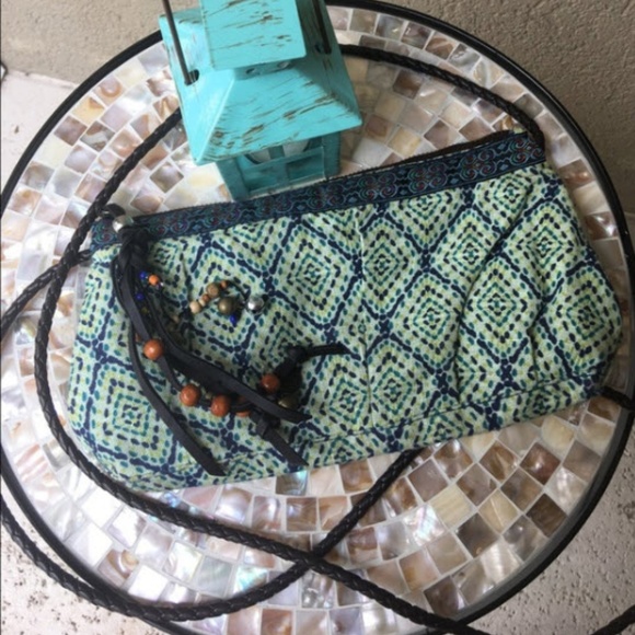 Limited Edition Handbags - Perfect festival purse in blue & green print